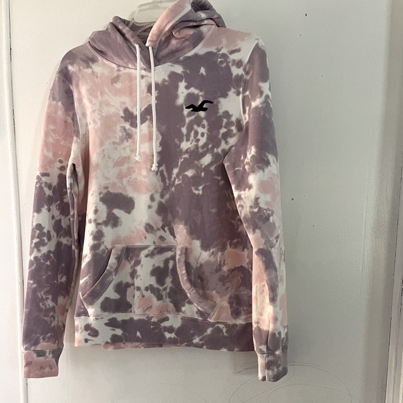Hollister Pink and Purple Tie Dye Hooded Sweatshirt Size Médium - Picture 3 of 7